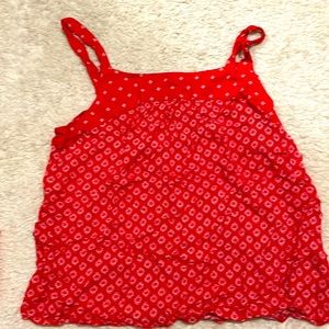 Red patterned loose tank top
